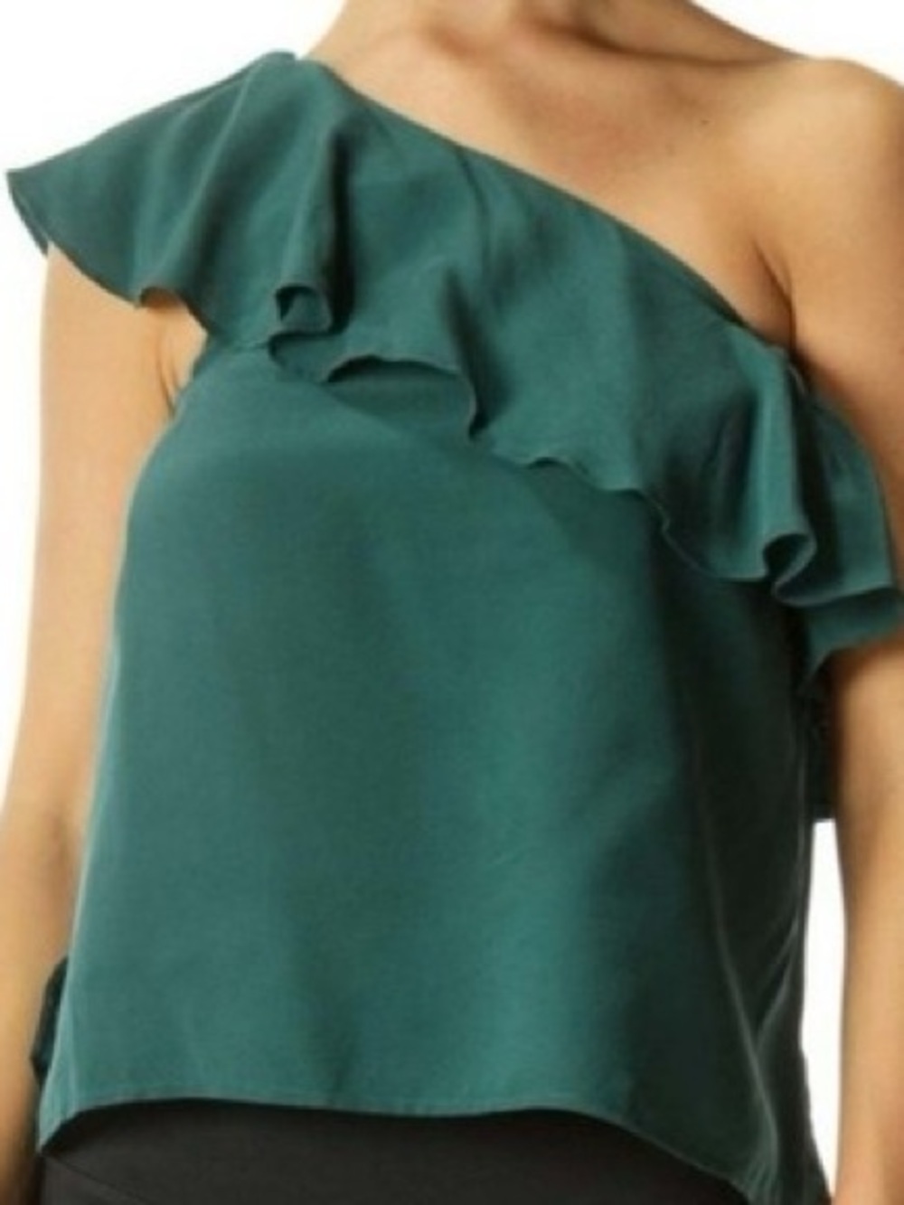 Mauve One-Shoulder Ruffle Tank in Teal